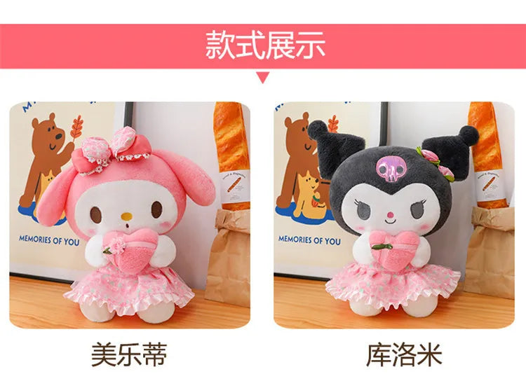 Kawaii Hello Kitty Plush Toy Cute Filled Doll for Kids Birthday Gift Lovely My Melody Kuromi Floral Stuffed Animal Soft Large