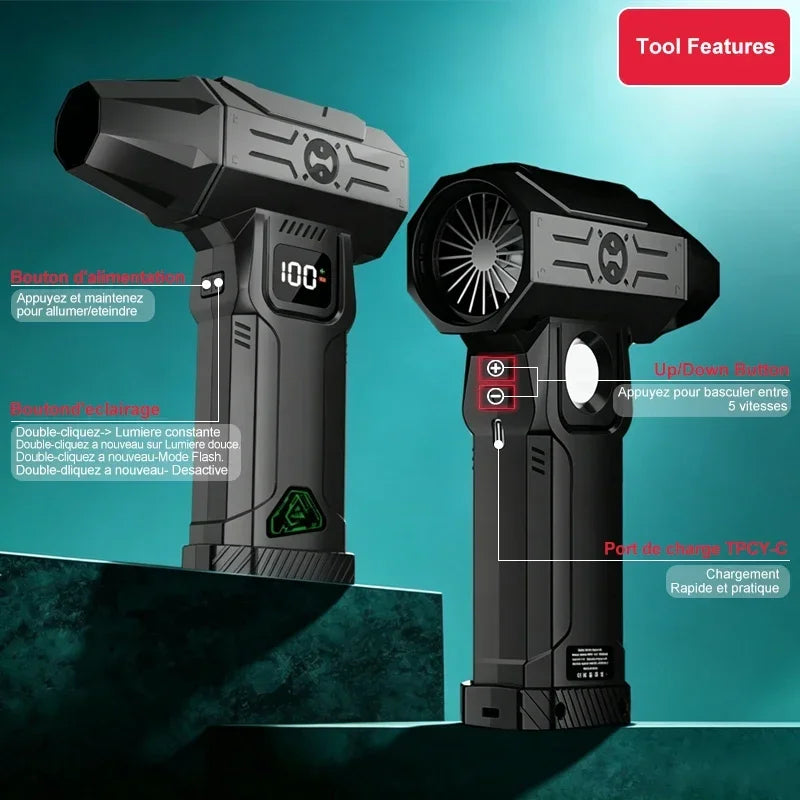 1310000RPM Turbo jet Air Blower Cordless Compressed Air Duster Ultra-Powerful Airflow (5 Adjustable Speeds)  Vacuum Cleaner