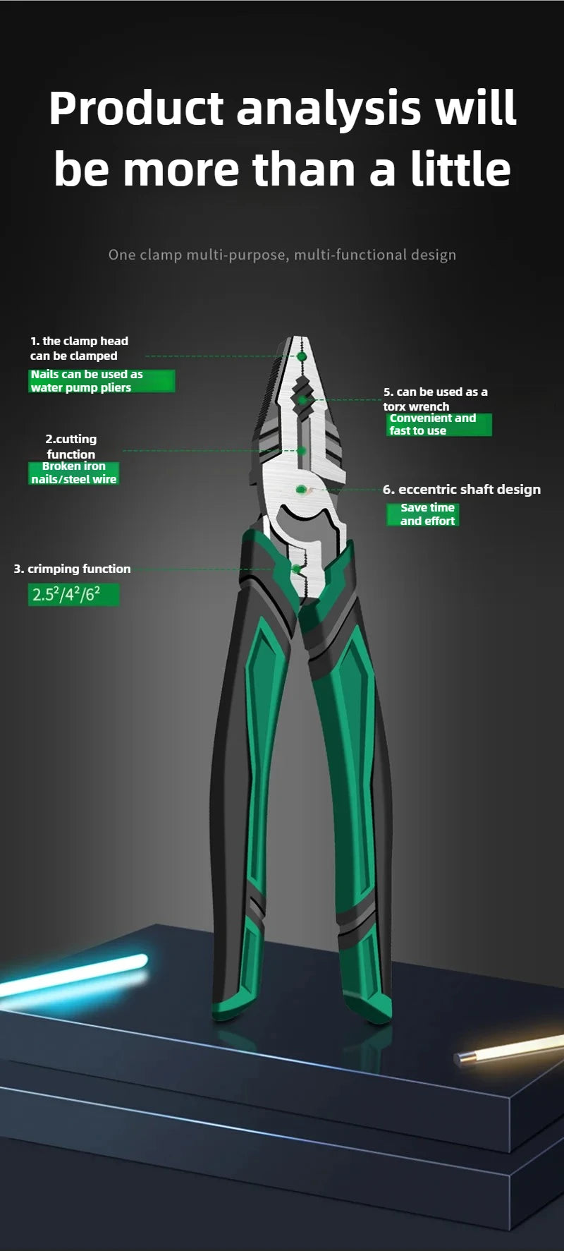 6/8Inch Electrician Wire Pliers Diagonal Pliers Nose Pliers Industrial Labor-saving Steel Plier Electricist Professional Tools