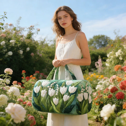 3D Quilted Floral Print Vintage Travel Duffel Bag
