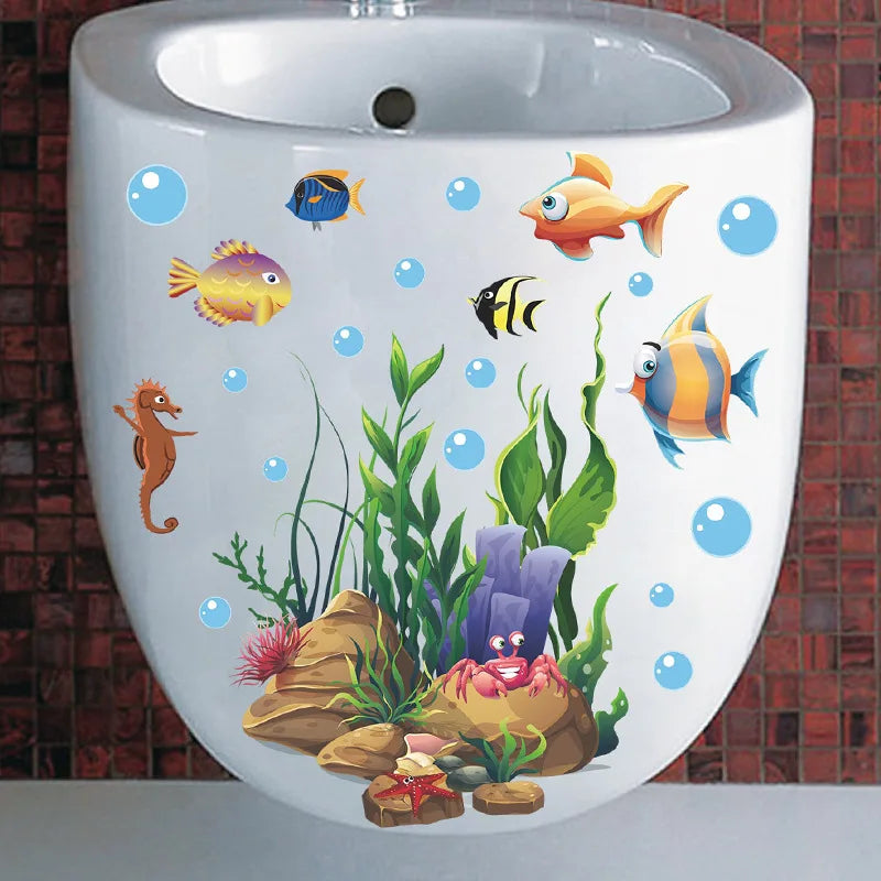Green Plant Leaves Bathroom Toilet Sticker WC Closestool Wall Sticker Self Adhesive Mural Beautify Flower Home Decoration Decals