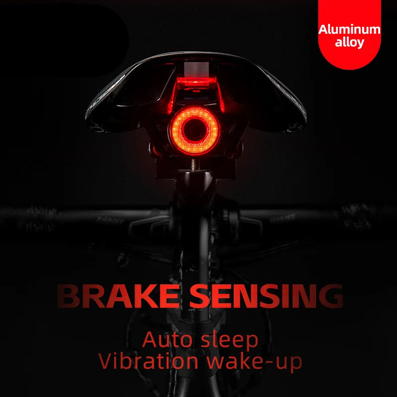 Smart Bicycle Rear Light Auto Brake Sensing Tail Light Waterproof Type-C Bike Taillight MTB Road Cycling Flashlight