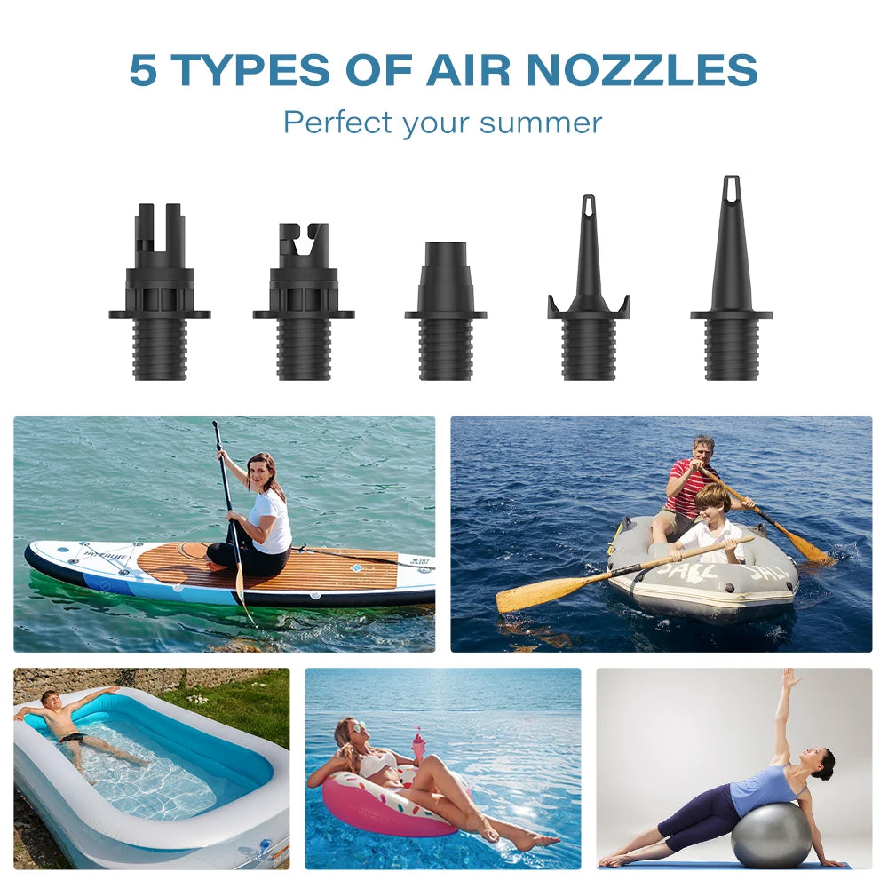 Electric Kayak Pump for Inflatable Boats 20PSI Stand Up Paddle Board Surfing Board with Nozzles Sup Pump
