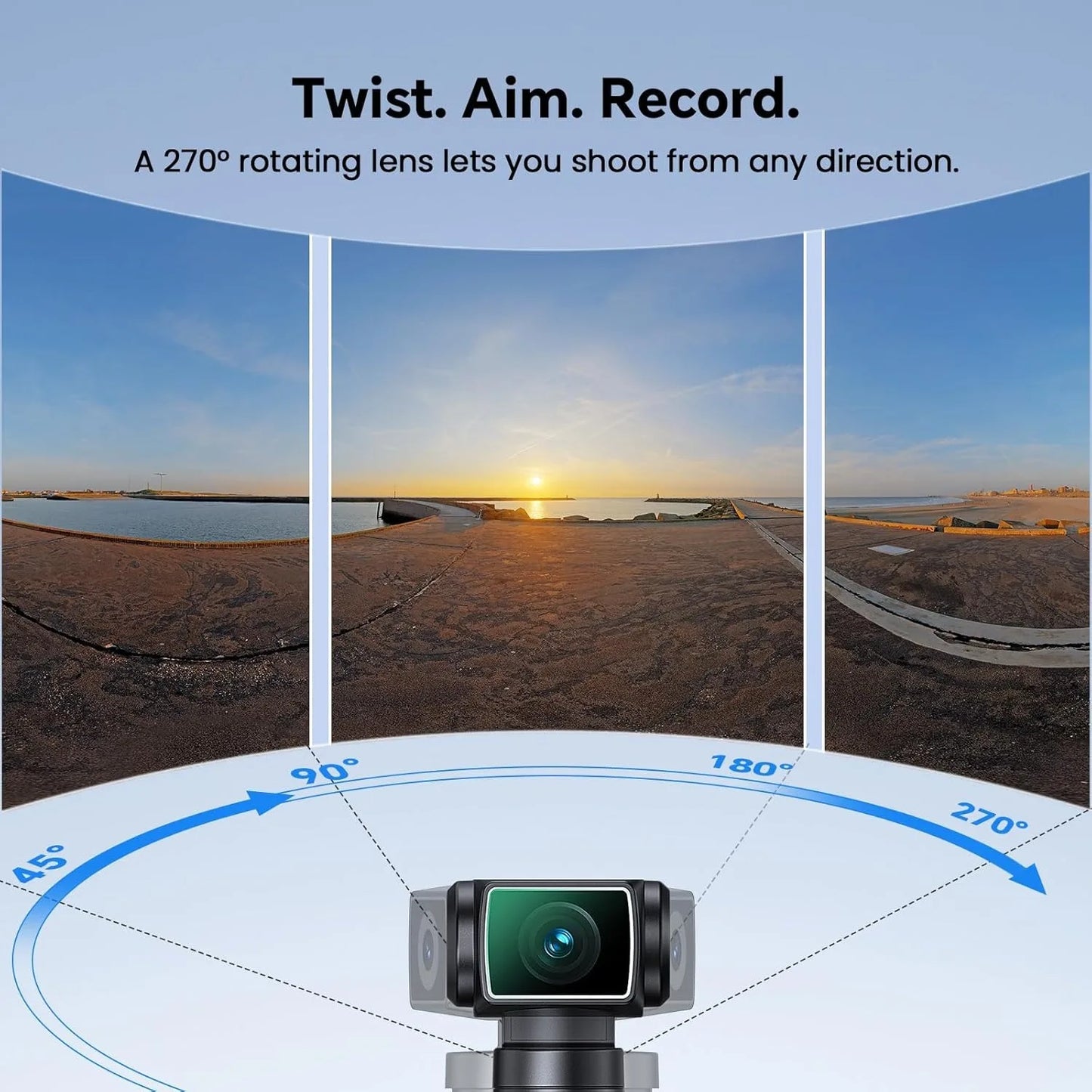 5K Rotatable Lens Body Camera 270 Degree Portable Sports Vlog Camera External Mic Support EIS Stabilization Wearable Recording Device