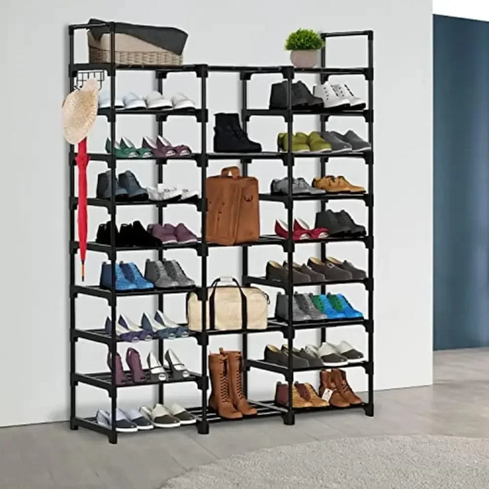 Assemble Standing Shoe Rack 3 Rows 23 Tiers Boots Storage Organizer Shelf Household Kitchen Holder Simple Metal Sneakers Cabinet