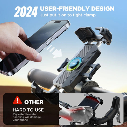 Motorcycle Phone Mount Upgrade Bike Phone Holder Ultra-Stable Bicycle Phone Mount Handlebar Cell Phone Clamp for Scooter