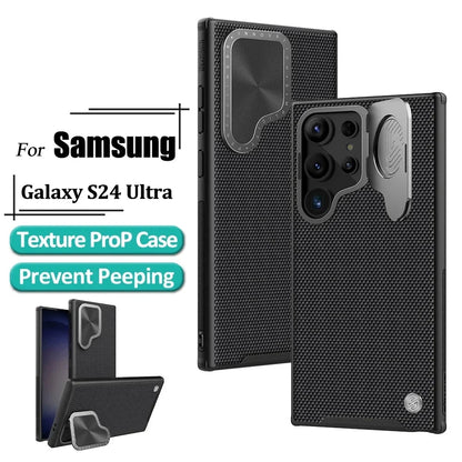 Texture do Prop Phone Case For Samsung Galaxy S24 Ultra Case Fiber Camera Flip Bracket Shockproof Back Cover