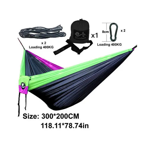 Portable Large Hammock 300x200cm Beach Hanging Bed for Camping Gear outdoor Swings Nylon Parachute Double Person Travel