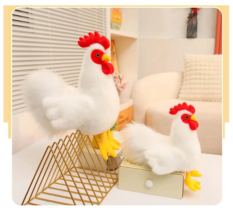 White Rooster Chicken Plush Stuffed Animal Soft Bird Decor