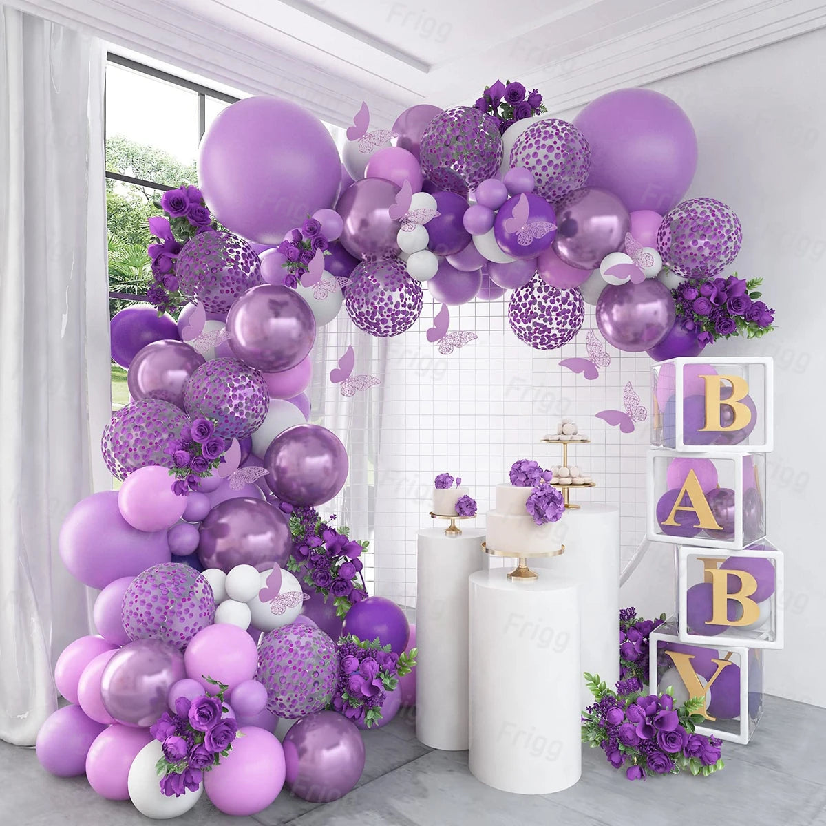 Purple Butterfly Balloons Garland Arch Kit Latex Ballon Birthday Party Decor Kids Adult Wedding Baloon Baby Shower Decor Ballon