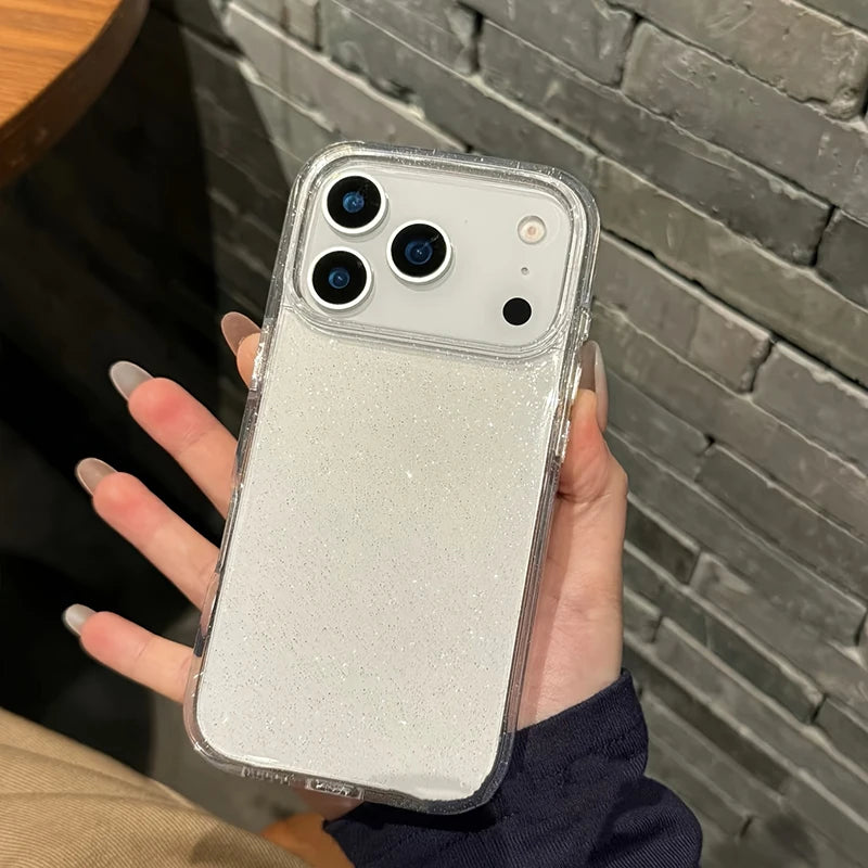 Luxury Glitter Bling Transparent Case For iPhone 17 Pro Max 17 Air 14 15 16 Pro Max Shockproof TPU Cover