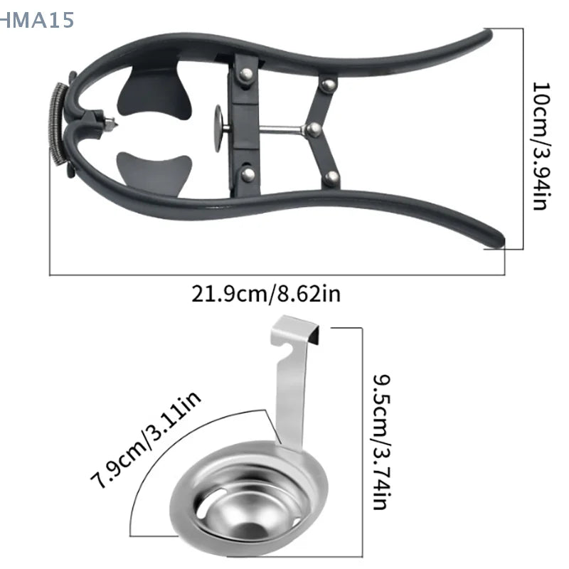 Stainless Steel Egg Cracker & Separator – Handheld Egg Opener with Yolk White Separator Tool