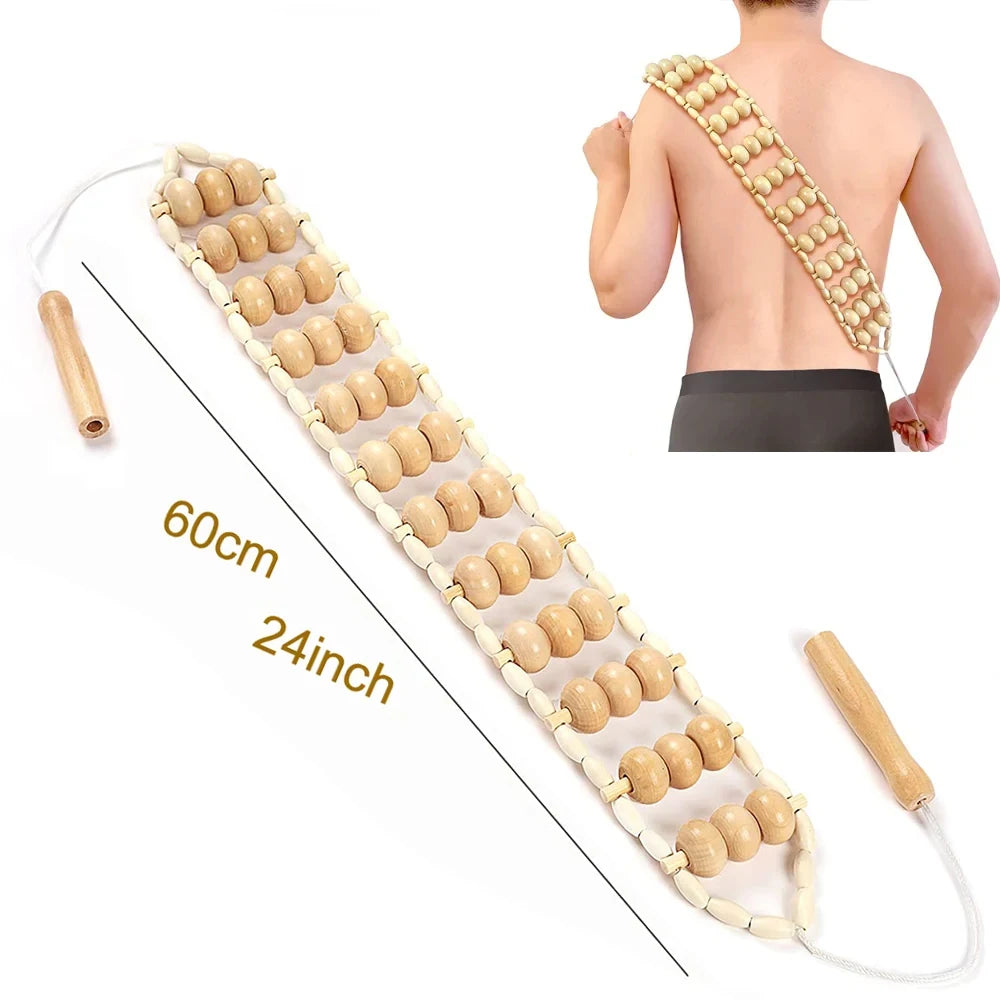 Wood Therapy Massage Tools,Wood Back Massager Roller Rope - for Body Shaping,Pain Relief,Wooden Therapy Lymphatic Tool