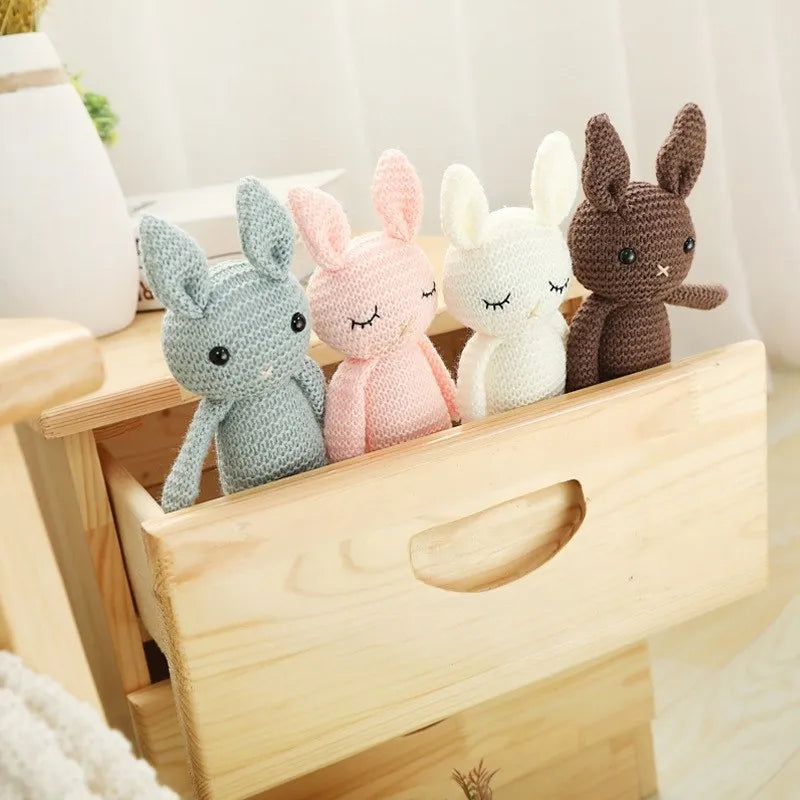 Rabbit Stuffed Plush Toys Baby Cute Bunny Dolls Toy Knitted Bunny Plush Toy Baby Soothing Sleeping Crochet Doll Handmade Figure