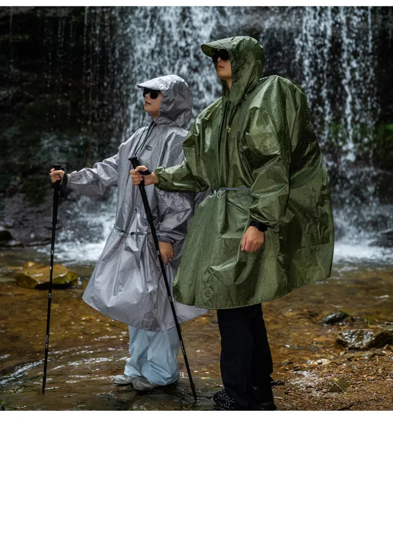 Ultralight Waterproof Zipper Raincoat with Adjustable Hood for Hiking and Camping