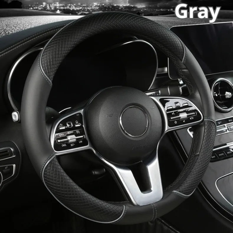 Universal Leather Diamond Steering Wheel Cover 37CM 38CM