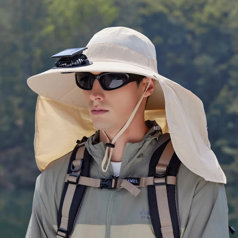 Wide Brim Solar Fan Outdoor Sun Hat