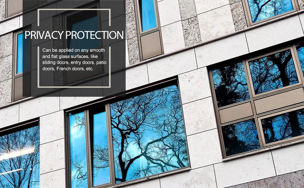One Way Mirror Window Film Privacy Sun Blocking Glass Sticker Heat Control Reflective Film Self Adhesive Window Tint Multi-size