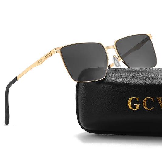 Aluminum Magnesium Polarized UV400 Rectangle Business Driving Sunglasses for Men Mirror Eyewear