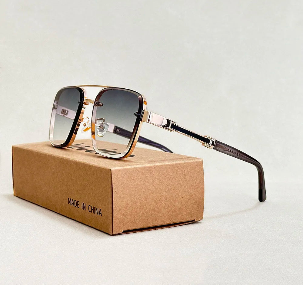 Square Alloy Frame Sunglasses With UV400 Protection