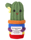 2 Pcs Funny Crochet Positive Energy Cactus Doll with Encouragement Card Handmade Wool Knitted Emotional Support Plant Ornament Gifts