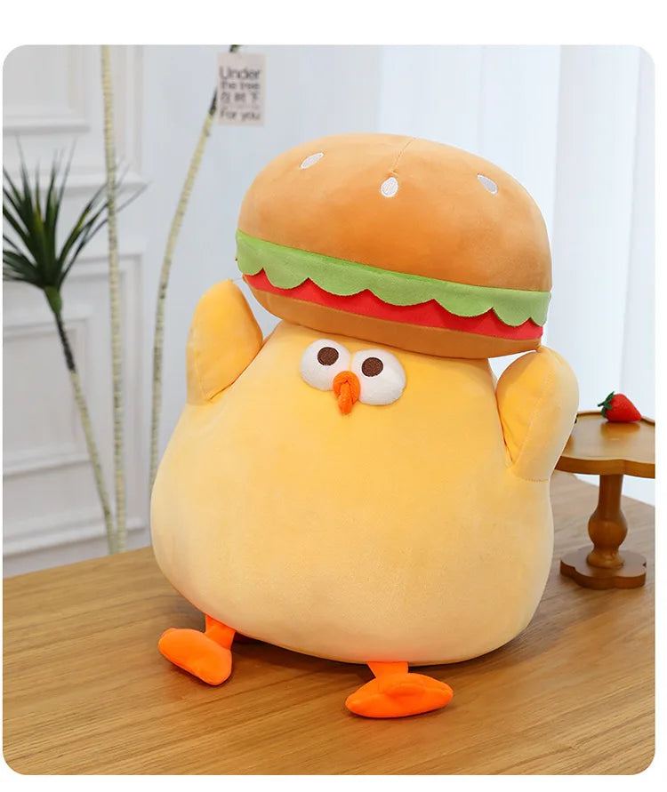 Cartoon Burger And Chicken Plush Toy Soft Throw Pillow