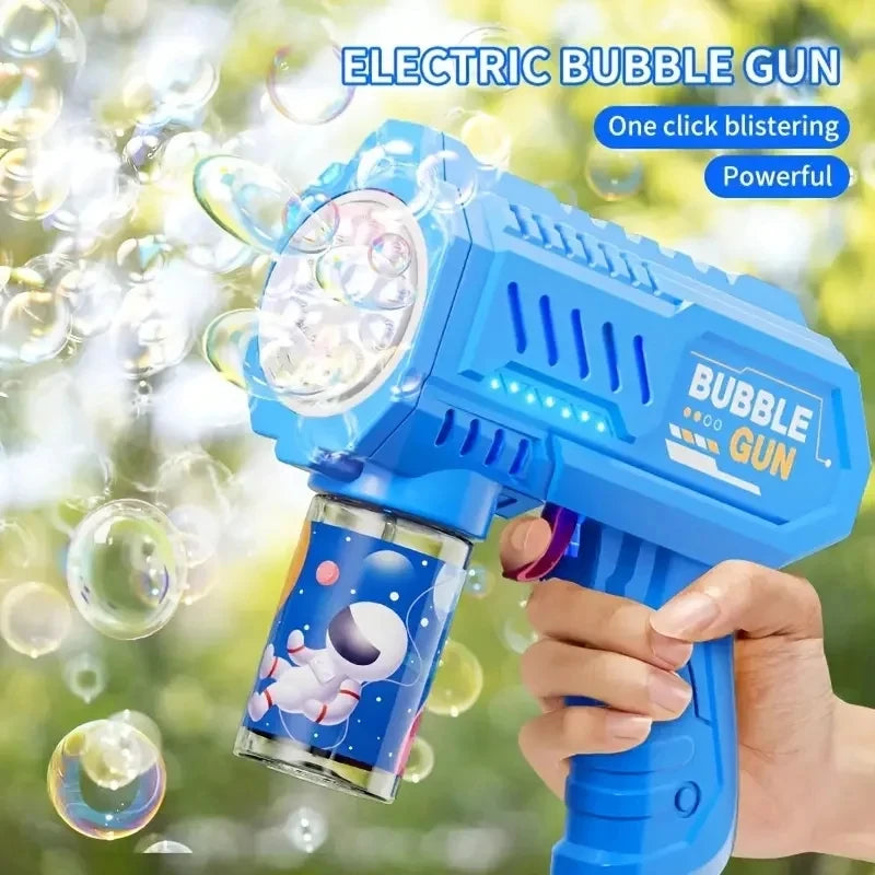 12 hole electric children's bubble gun, toy bubble machine, automatic soap blowing machine with lights, summer outdoor party gam