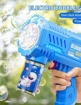 12 hole electric children's bubble gun, toy bubble machine, automatic soap blowing machine with lights, summer outdoor party gam