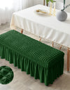Stretch Long Bench Cover with Skirt Seersucker Ottoman Covers Elastic Piano Stool Protector Bedroom Bedside Footrest Slipcovers