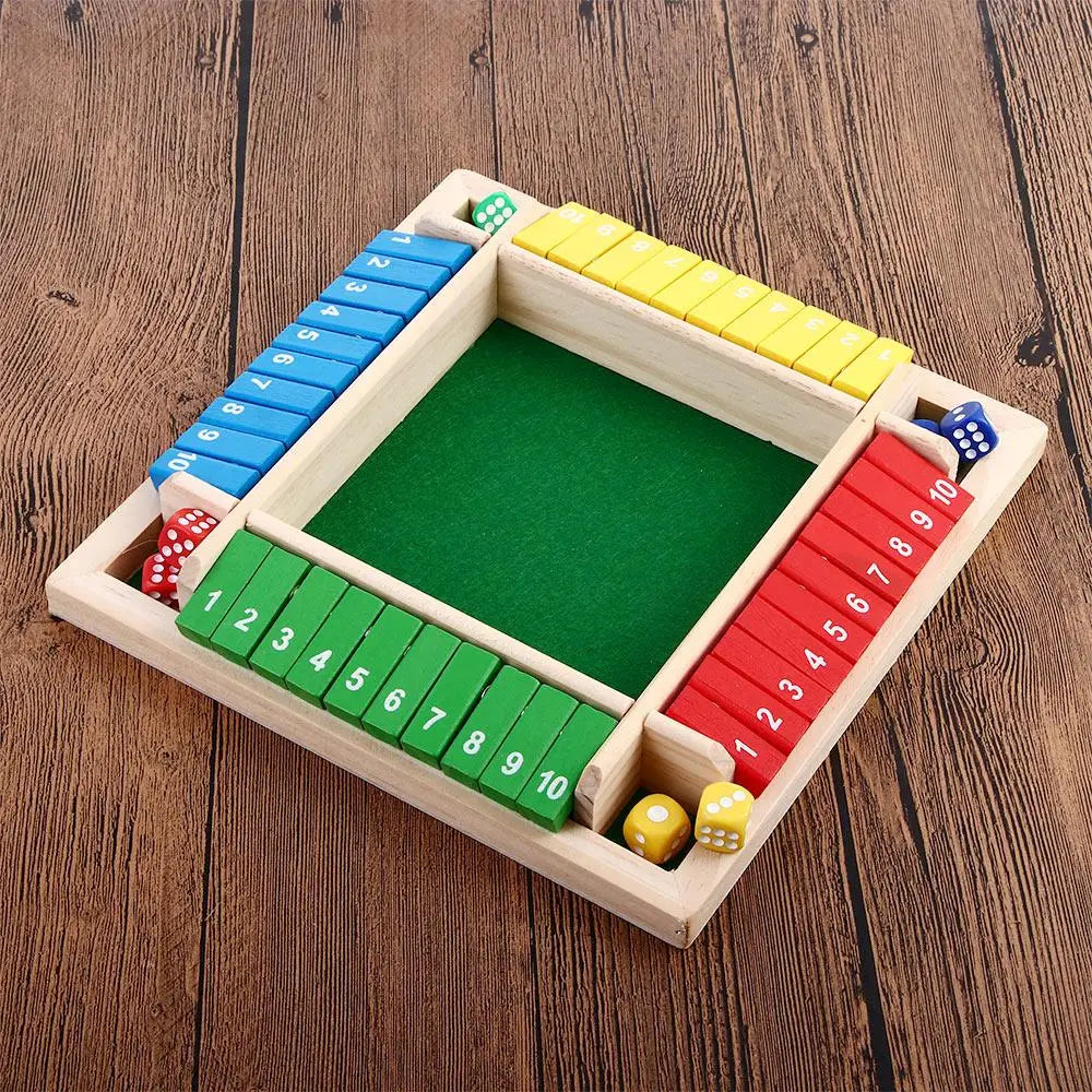 Wooden Four Player Shut the Box Dice Board Game