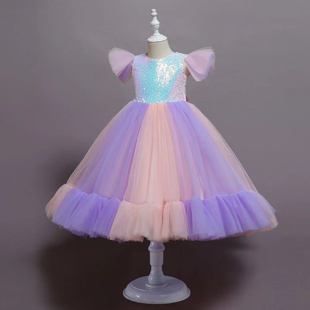 Purim Kids Dresses For Girls Elegant Flower Girls Wedding Dress Children Evening Party Lace Princess Ball Gown Clothing 2-10 Y