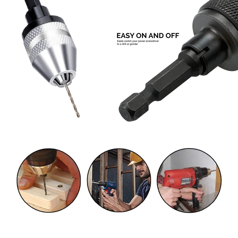 1PCS Multi Keyless Drill Chuck 0.3-3.6mm Conversion Tool 1/4" Hex Shank Quick Replace Adapter Chuck Converter for Electric Drill