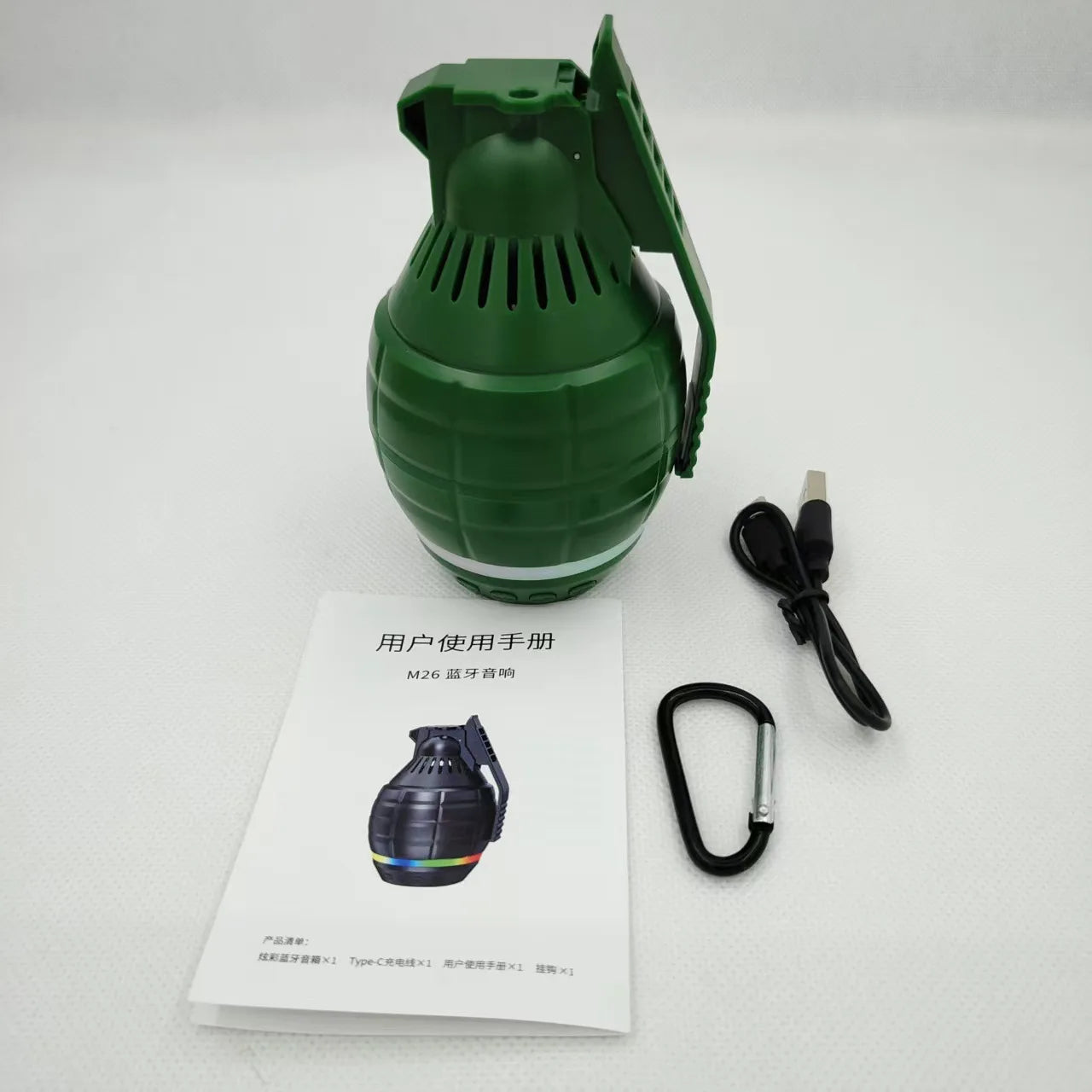 M26 Grenade Wireless Bluetooth Speaker Portable with FM Radio Bluetooth Speaker Outdoor Mountaineering subwoofer TWS/TF