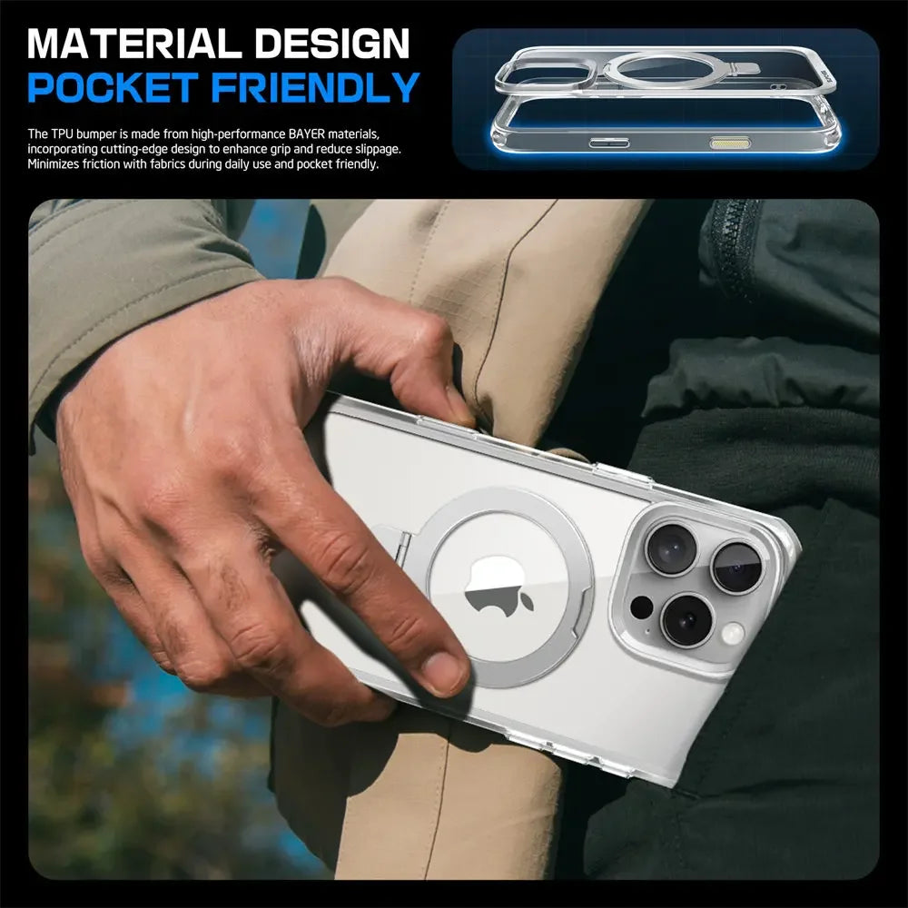 For iPhone 16 Pro Max Case with Camera Control Capture Button UB Mag Stand Series Slim Clear  MagSafe Phone Case