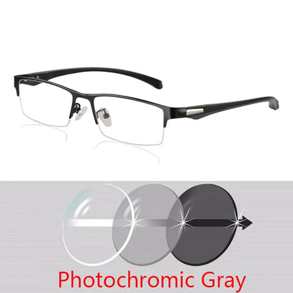 Photochromic Reading Glasses Bifocal Progressive Reading Glasses Men Blue Light Blocking Multifocal Eyewear Half Frame