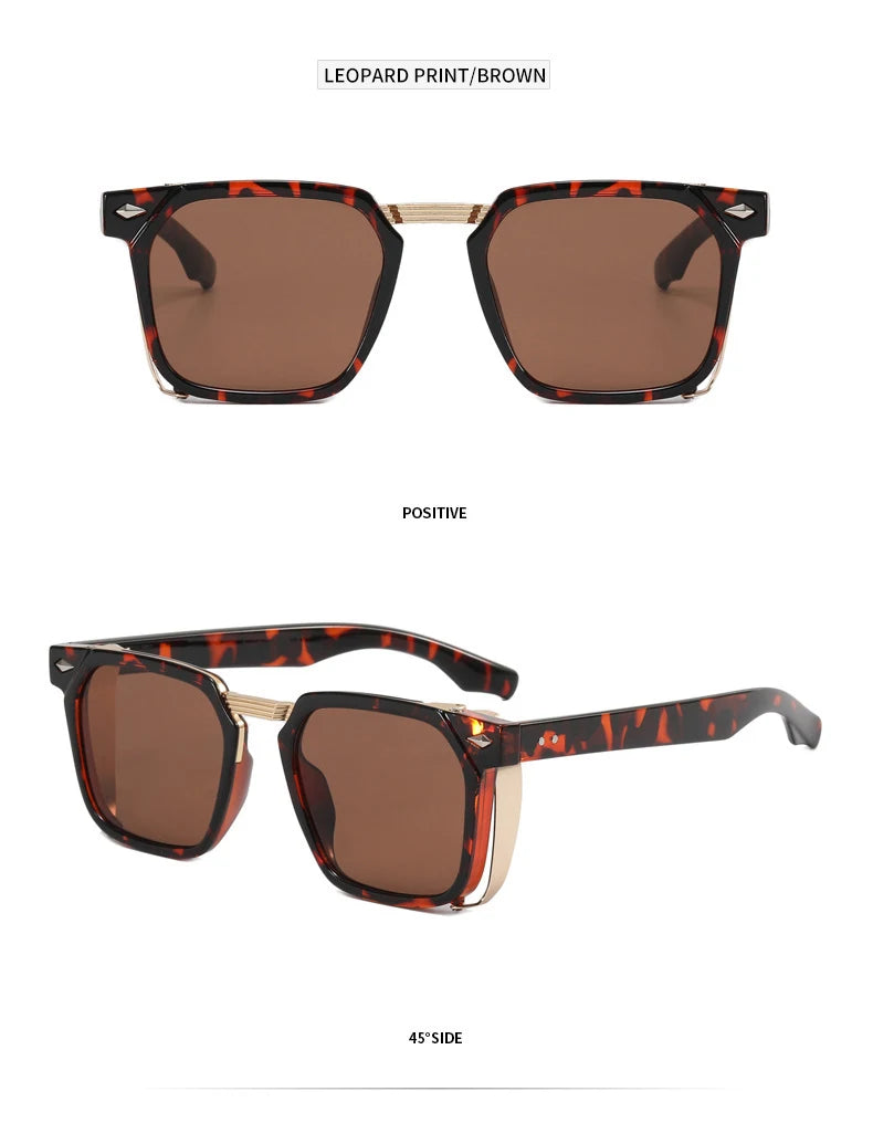 Vintage Square Punk Sunglasses With UV400 Protection