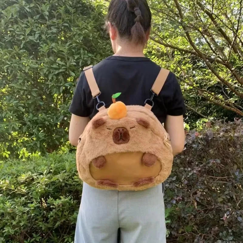 Kawaii Capybara Plush Backpack Soft Shoulder Bag