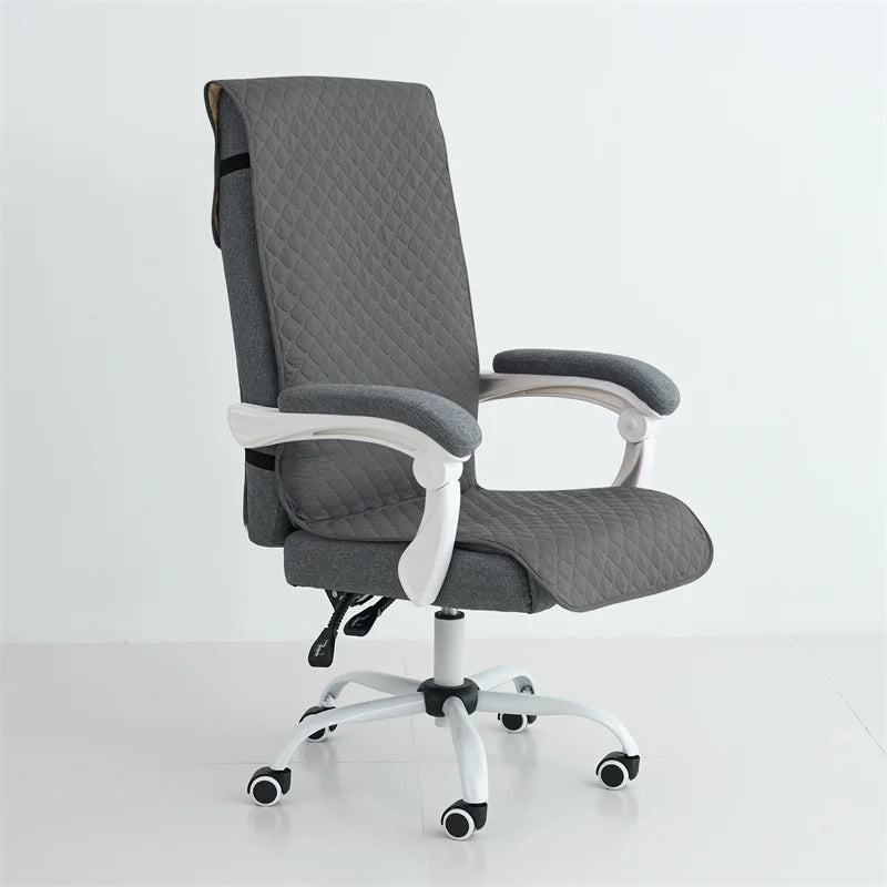 Office Chair Cover Anti-slip Long Boss Office Chairs Pad 1piece with Elastic Strap Swivel Computer Dust Armchair Slipcover