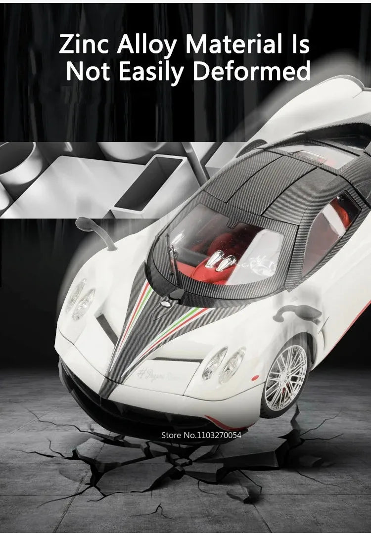 1:18 918 Spyder Martini Pagani Huayra Diecast Alloy Model Toys Car Doors Opened with Sound Light Miniature Vehice Adult Boy Gift