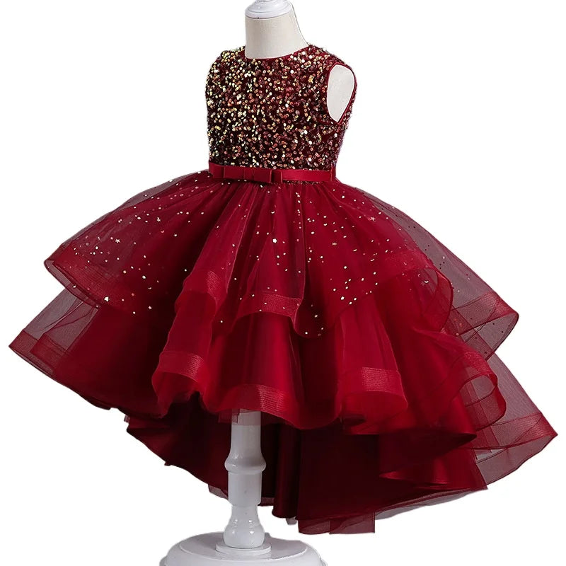 Sleeveless Ball Gown with Train Pageant and Recital Dress