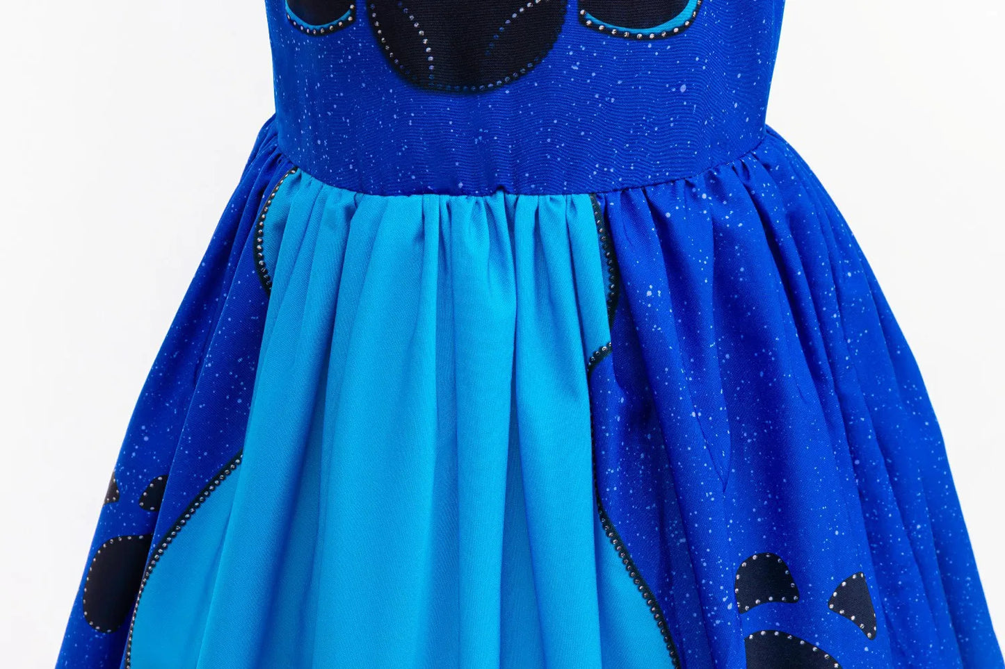 Blue Princess Dress with Cartoon Ear Decor and Glitter Skirt
