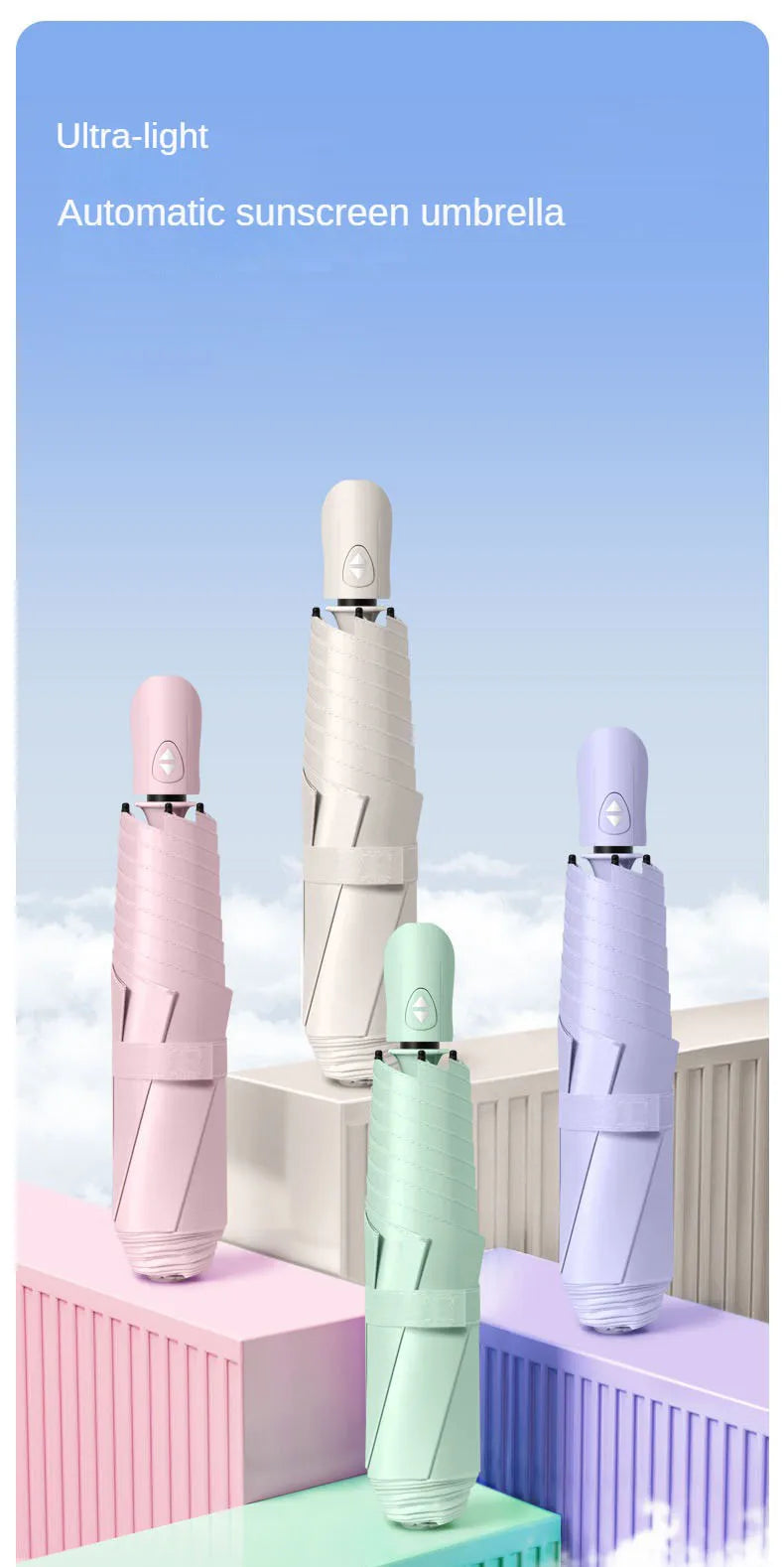 Ultra lightweight and portable automatic umbrella for women, suitable for both weather and sun protection