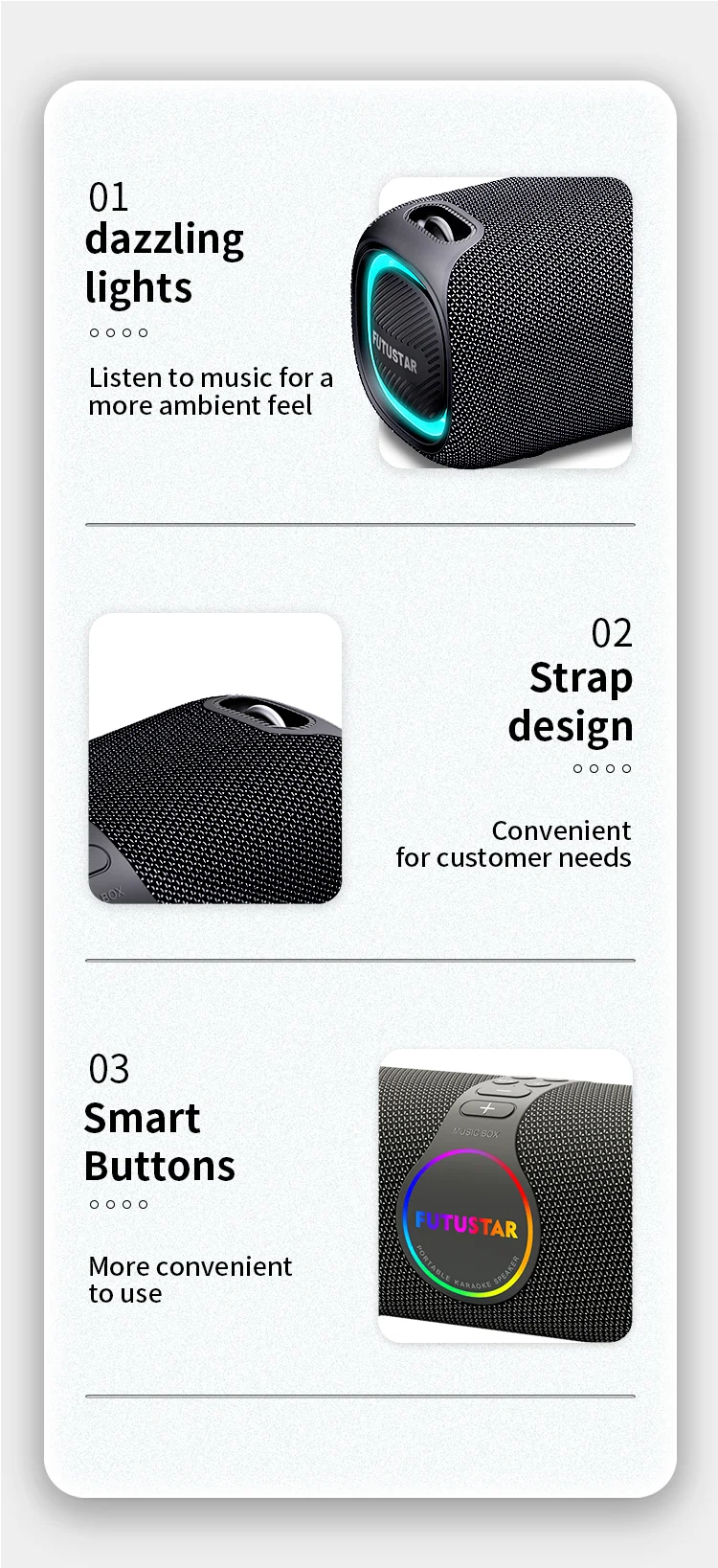 Outdoor portable wireless Bluetooth speaker 120W high-power karaoke speaker RGB subwoofer TWS/TF/AUX party karaoke speaker