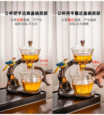 Glass Automatic Tea Set for Household Light Luxury High-end Teacup Magnetic Teapot Lazy Tea Maker