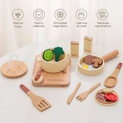 Baby Wooden Montessori Toys Playing House Afternoon Tea Set Model Puzzle Toys For Baby Birthday Toy Numbers Blocks Learning Toy