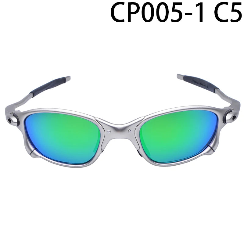 Polarized UV400 Road Bike Cycling Sunglasses – Silver Metal Frame Fishing Riding Eyewear
