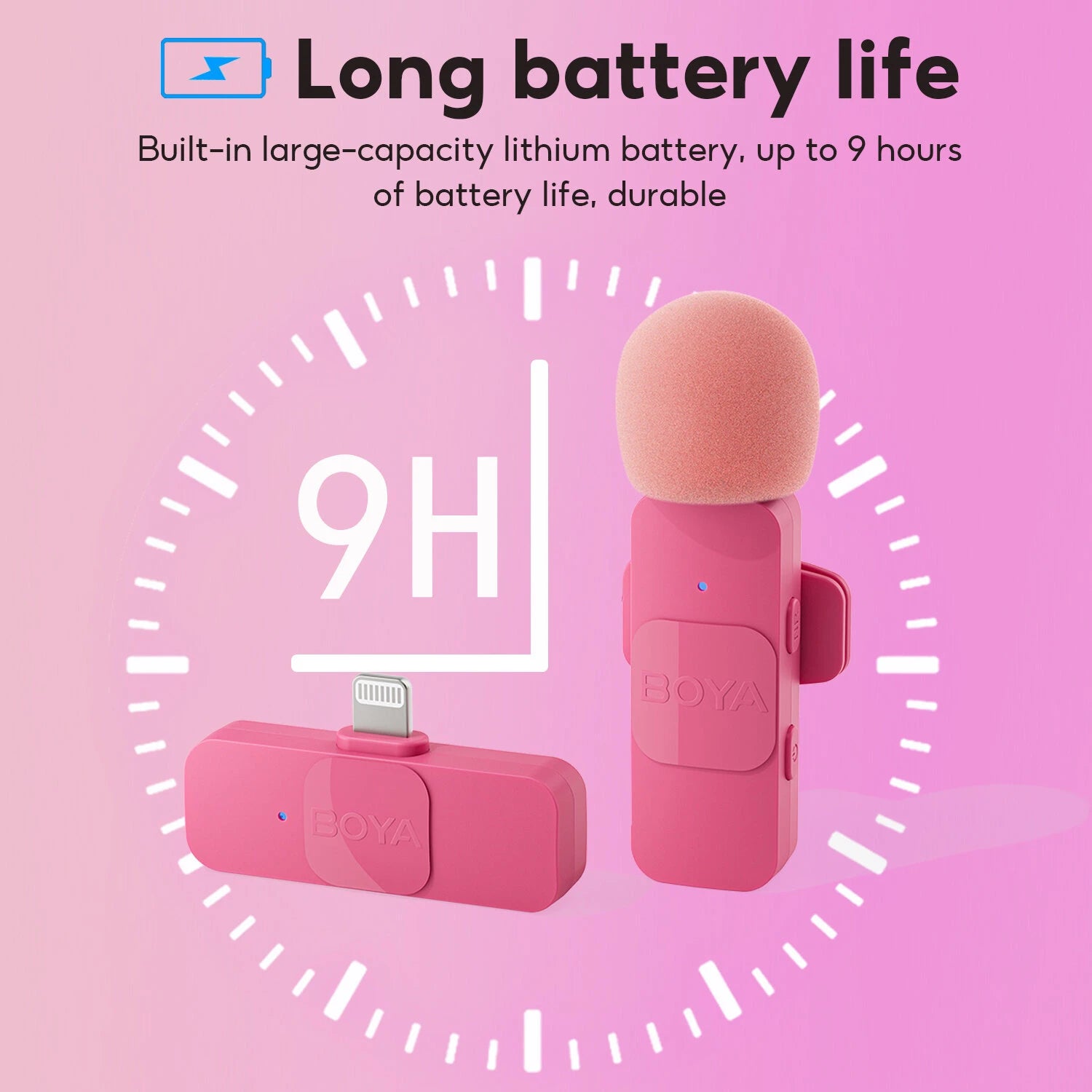 BY-V2-P Wireless Lavalier Microphone Portable Audio Video Recording Mini Mic for iPhone Android Vlog Gaming Phone Mic