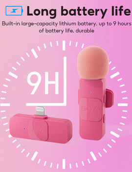 BY-V2-P Wireless Lavalier Microphone Portable Audio Video Recording Mini Mic for iPhone Android Vlog Gaming Phone Mic