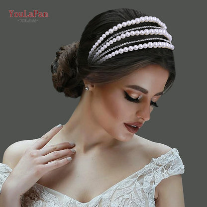 Pearls Hair Bands Elegant Headband Simple Hair Hoop Head Band Handmade Wedding Hair Accessories