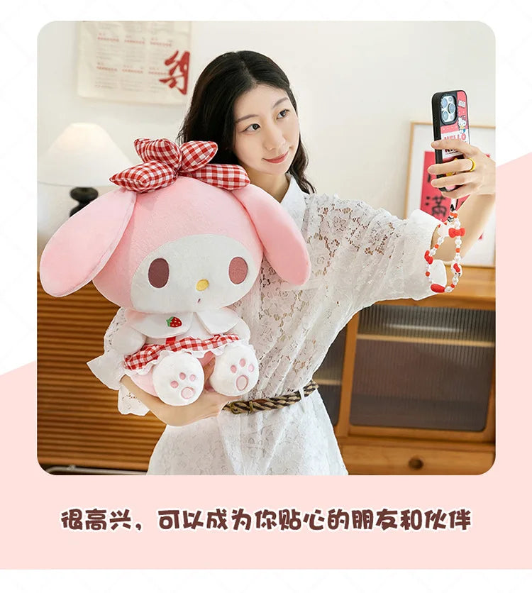 Kawaii 60cm Melody Plush Toy Sanrio Stuffed Doll Anime Soft Pillow Cute Gift Kids Birthday Xmas Plushie Stuffed Animal